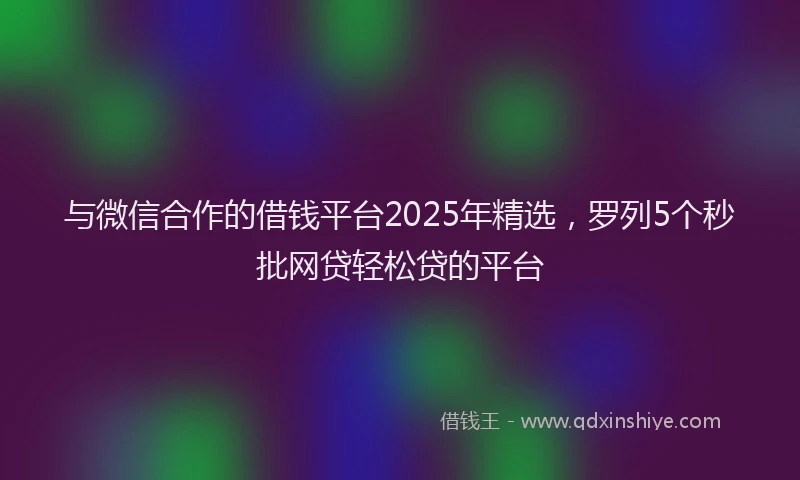 与微信合作的借钱平台2025年精选，罗列5个秒批网贷轻松贷的平台