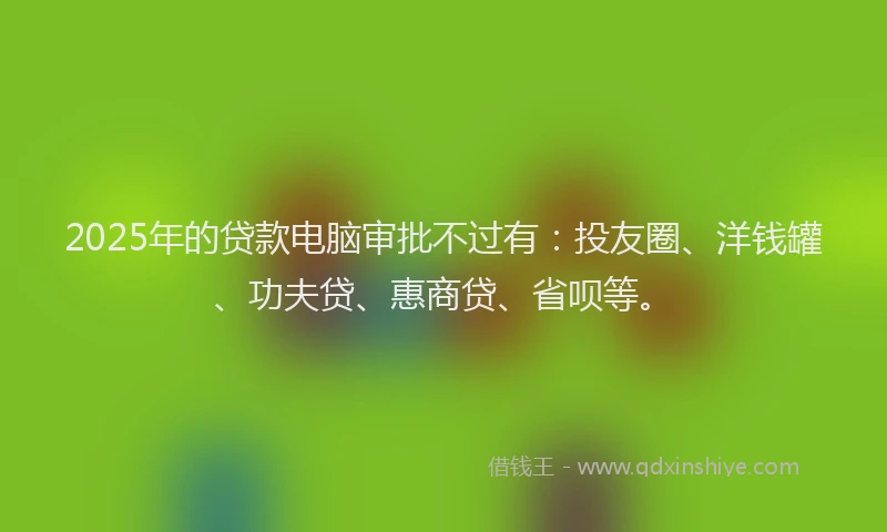 2025年的贷款电脑审批不过有：投友圈、洋钱罐、功夫贷、惠商贷、省呗等。