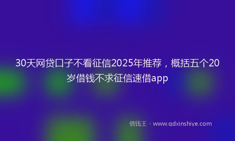 30天网贷口子不看征信2025年推荐，概括五个20岁借钱不求征信速借app