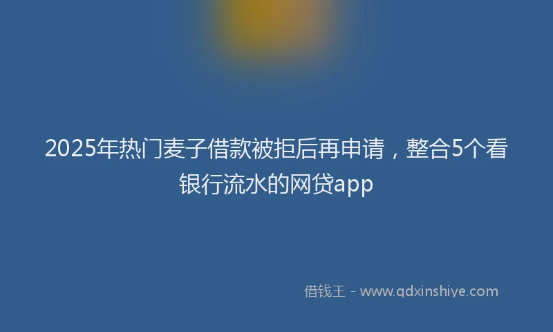 2025年热门麦子借款被拒后再申请，整合5个看银行流水的网贷app
