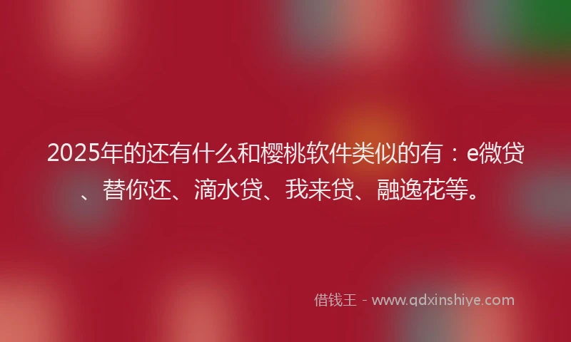 2025年的还有什么和樱桃软件类似的有：e微贷、替你还、滴水贷、我来贷、融逸花等。