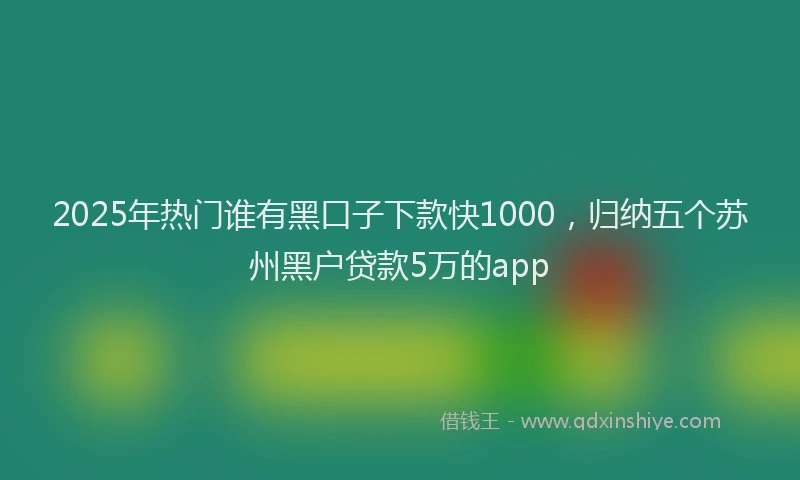 2025年热门谁有黑口子下款快1000，归纳五个苏州黑户贷款5万的app