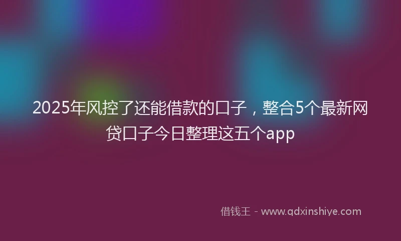2025年风控了还能借款的口子，整合5个最新网贷口子今日整理这五个app