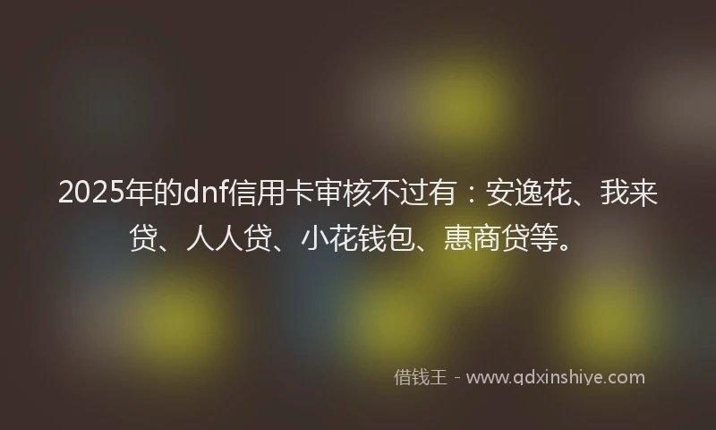 2025年的dnf信用卡审核不过有：安逸花、我来贷、人人贷、小花钱包、惠商贷等。