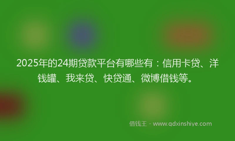 2025年的24期贷款平台有哪些有：信用卡贷、洋钱罐、我来贷、快贷通、微博借钱等。