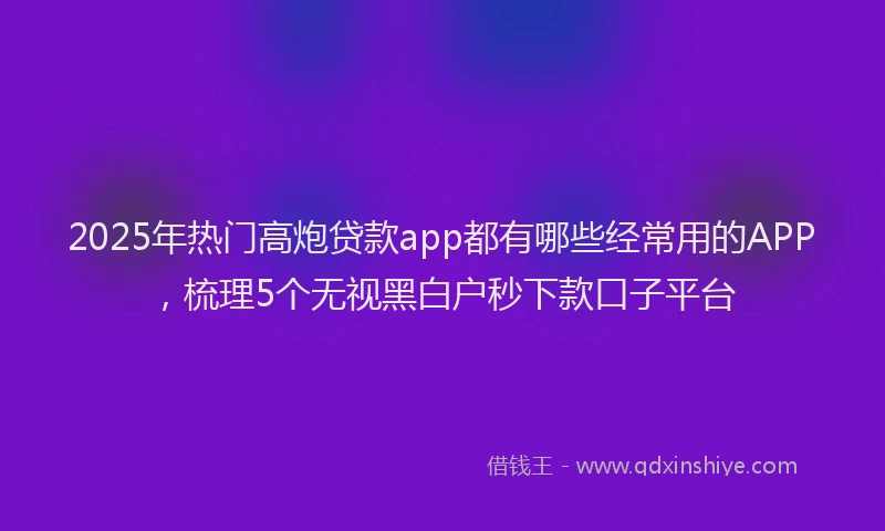 2025年热门高炮贷款app都有哪些经常用的APP，梳理5个无视黑白户秒下款口子平台