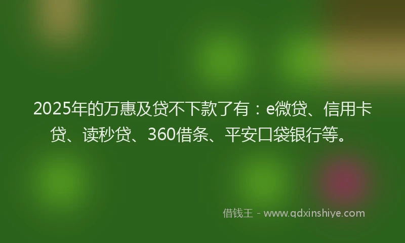 2025年的万惠及贷不下款了有：e微贷、信用卡贷、读秒贷、360借条、平安口袋银行等。
