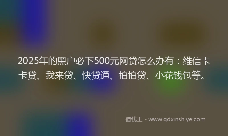 2025年的黑户必下500元网贷怎么办有：维信卡卡贷、我来贷、快贷通、拍拍贷、小花钱包等。
