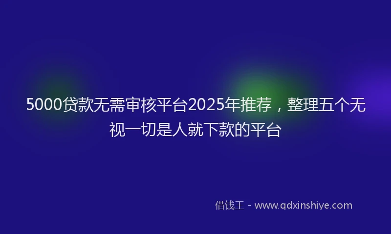 5000贷款无需审核平台2025年推荐，整理五个无视一切是人就下款的平台