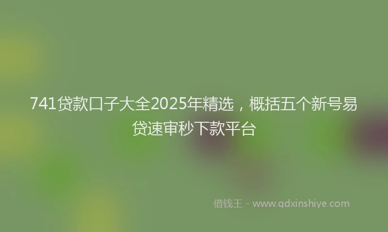 741贷款口子大全2025年精选，概括五个新号易贷速审秒下款平台