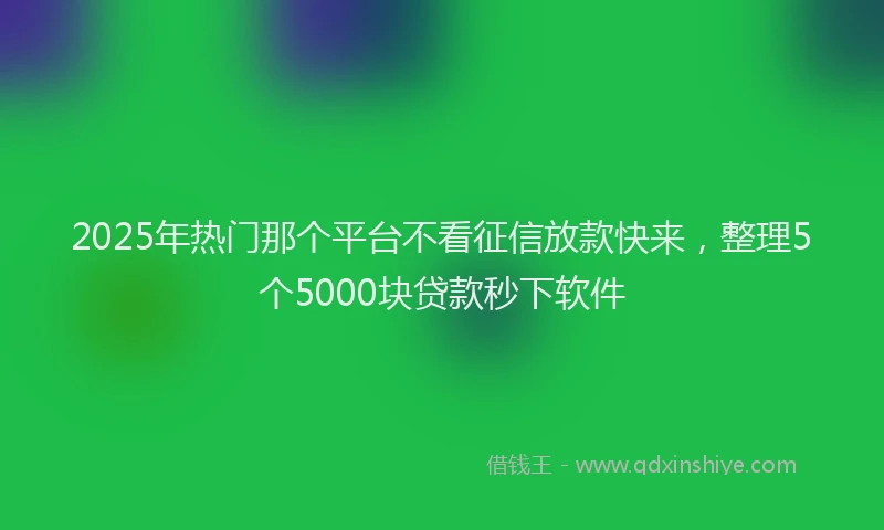 2025年热门那个平台不看征信放款快来，整理5个5000块贷款秒下软件
