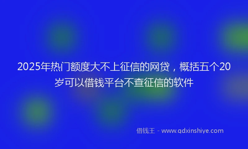 2025年热门额度大不上征信的网贷，概括五个20岁可以借钱平台不查征信的软件