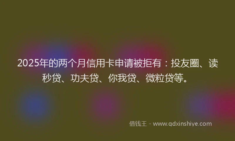 2025年的两个月信用卡申请被拒有：投友圈、读秒贷、功夫贷、你我贷、微粒贷等。