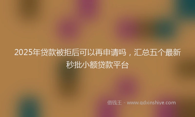 2025年贷款被拒后可以再申请吗，汇总五个最新秒批小额贷款平台