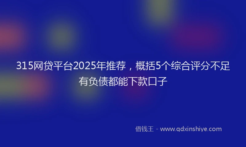 315网贷平台2025年推荐，概括5个综合评分不足有负债都能下款口子