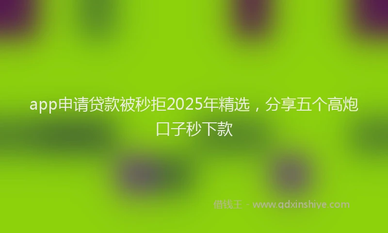 app申请贷款被秒拒2025年精选，分享五个高炮口子秒下款