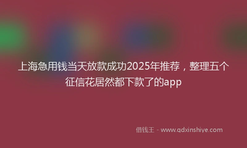 上海急用钱当天放款成功2025年推荐，整理五个征信花居然都下款了的app
