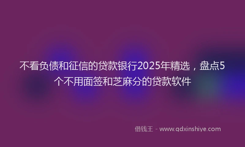 不看负债和征信的贷款银行2025年精选，盘点5个不用面签和芝麻分的贷款软件