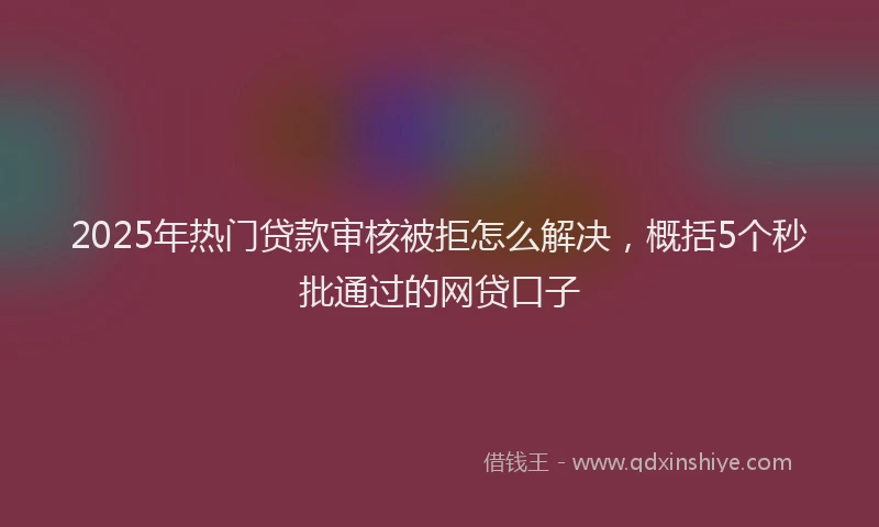 2025年热门贷款审核被拒怎么解决，概括5个秒批通过的网贷口子