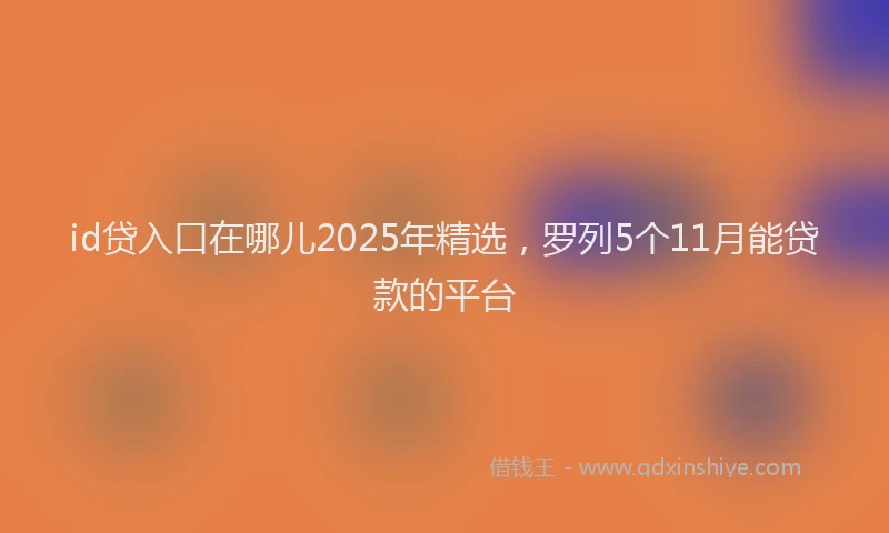 id贷入口在哪儿2025年精选，罗列5个11月能贷款的平台
