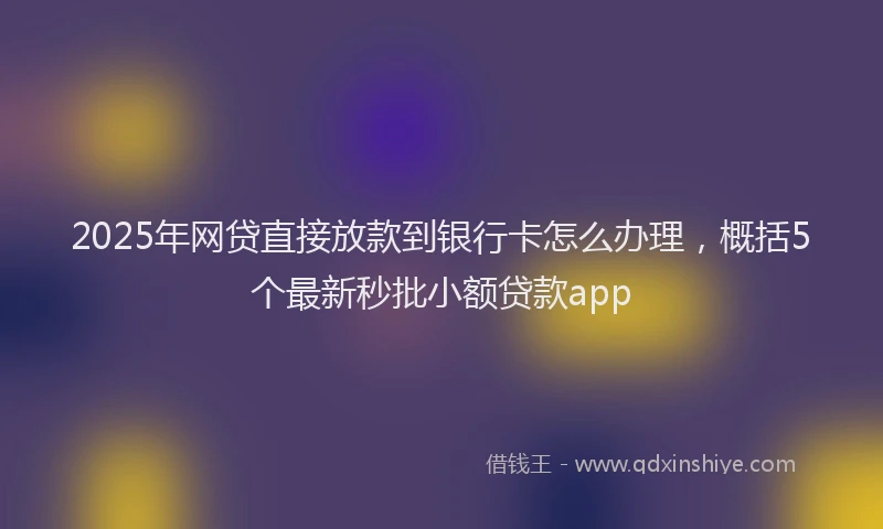 2025年网贷直接放款到银行卡怎么办理，概括5个最新秒批小额贷款app