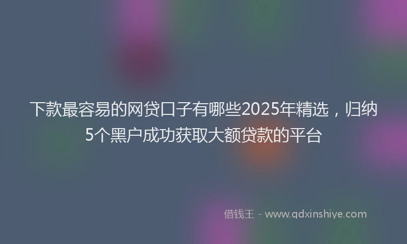 下款最容易的网贷口子有哪些2025年精选，归纳5个黑户成功获取大额贷款的平台
