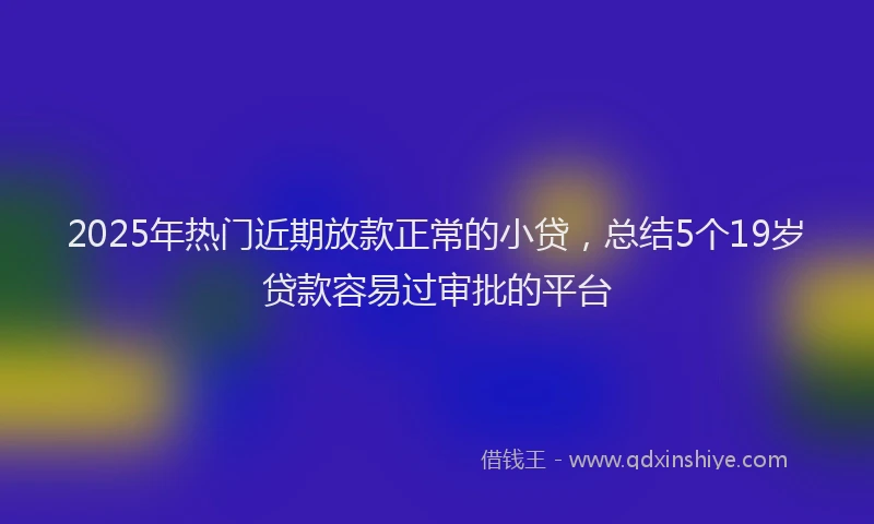 2025年热门近期放款正常的小贷，总结5个19岁贷款容易过审批的平台