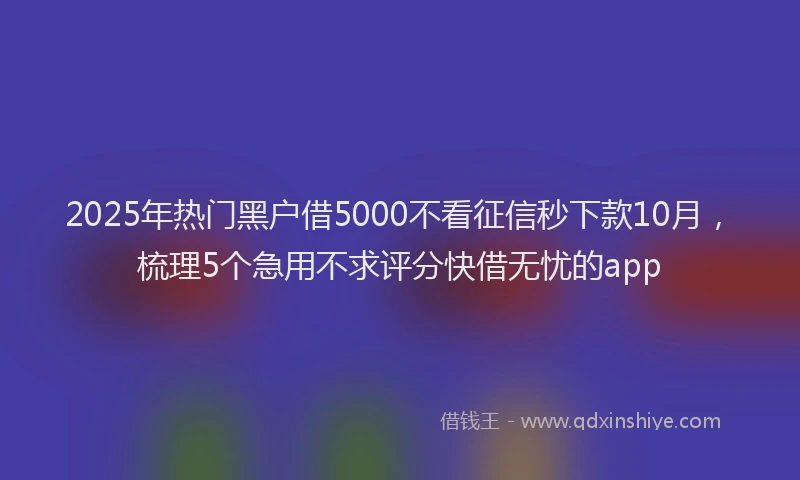 2025年热门黑户借5000不看征信秒下款10月，梳理5个急用不求评分快借无忧的app