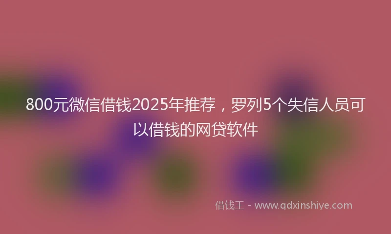 800元微信借钱2025年推荐，罗列5个失信人员可以借钱的网贷软件