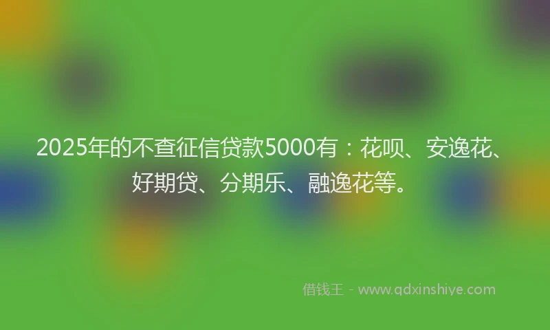 2025年的不查征信贷款5000有：花呗、安逸花、好期贷、分期乐、融逸花等。