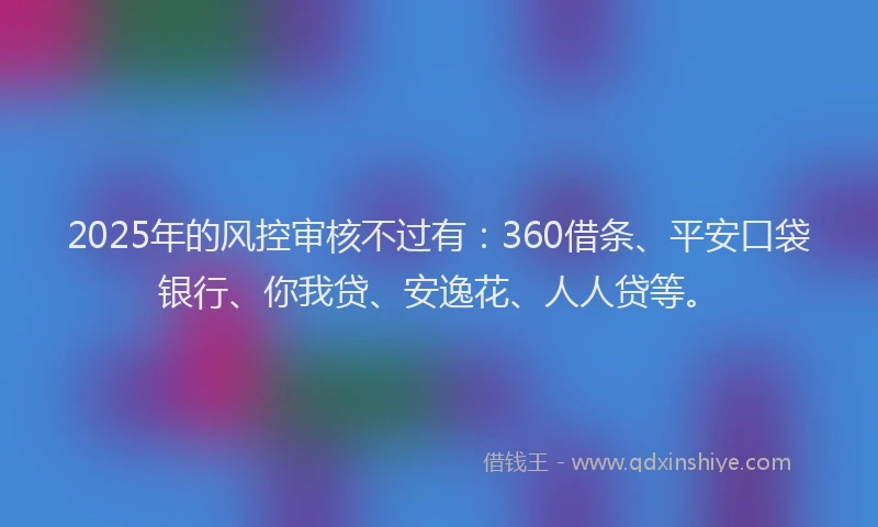 2025年的风控审核不过有：360借条、平安口袋银行、你我贷、安逸花、人人贷等。