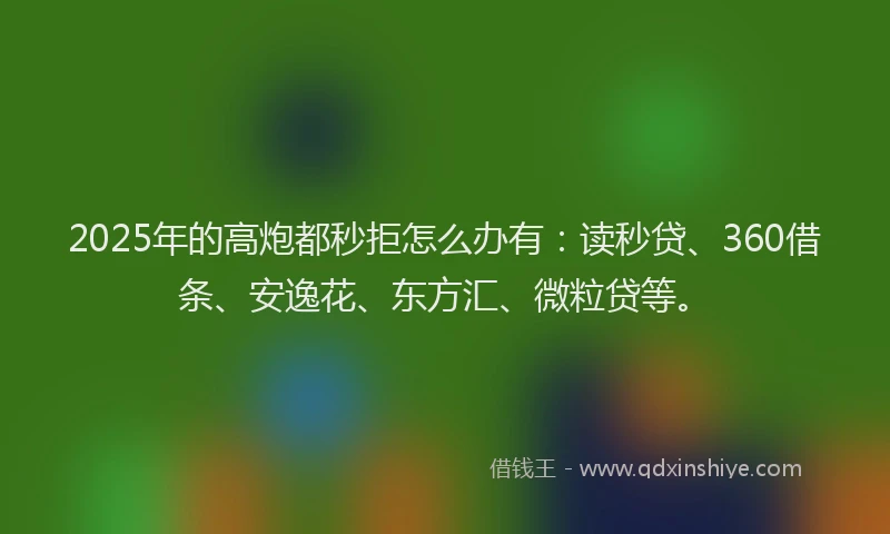 2025年的高炮都秒拒怎么办有：读秒贷、360借条、安逸花、东方汇、微粒贷等。