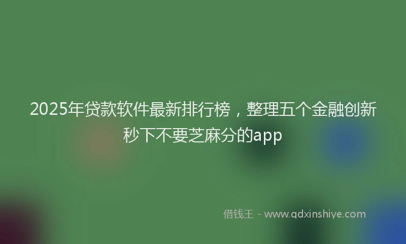 2025年贷款软件最新排行榜，整理五个金融创新秒下不要芝麻分的app