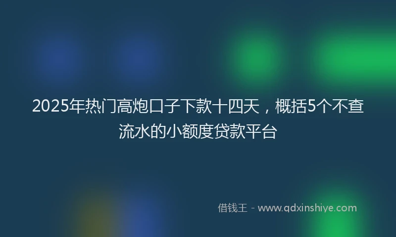 2025年热门高炮口子下款十四天，概括5个不查流水的小额度贷款平台