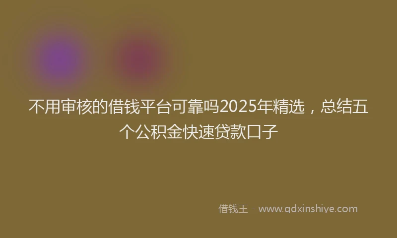 不用审核的借钱平台可靠吗2025年精选，总结五个公积金快速贷款口子