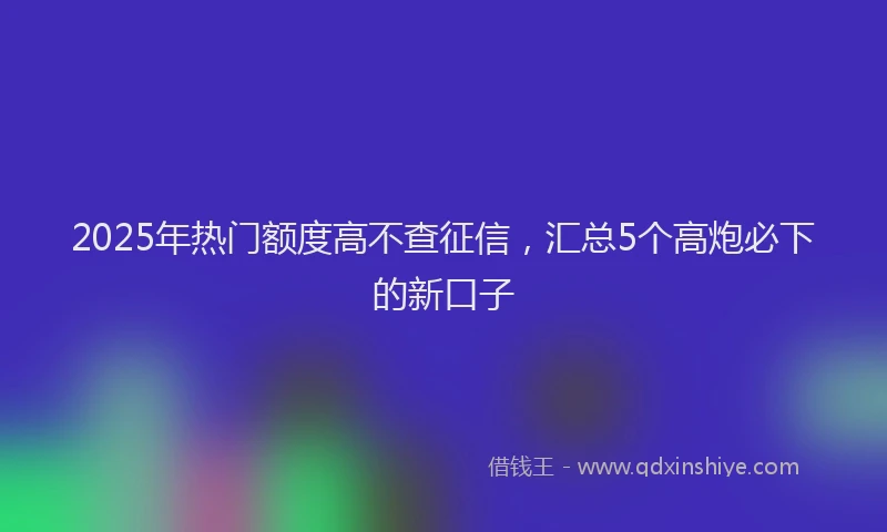 2025年热门额度高不查征信，汇总5个高炮必下的新口子