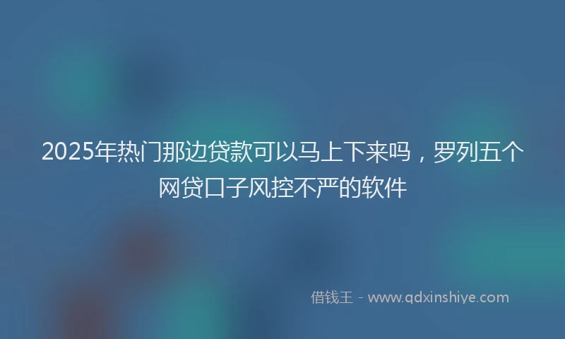 2025年热门那边贷款可以马上下来吗，罗列五个网贷口子风控不严的软件