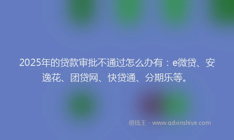 2025年的贷款审批不通过怎么办有：e微贷、安逸花、团贷网、快贷通、分期乐等。