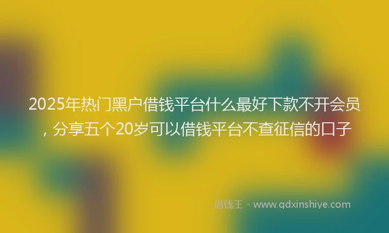 2025年热门黑户借钱平台什么最好下款不开会员，分享五个20岁可以借钱平台不查征信的口子