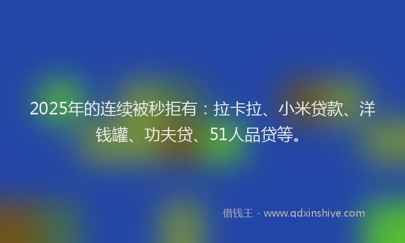 2025年的连续被秒拒有：拉卡拉、小米贷款、洋钱罐、功夫贷、51人品贷等。