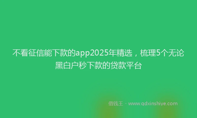 不看征信能下款的app2025年精选，梳理5个无论黑白户秒下款的贷款平台