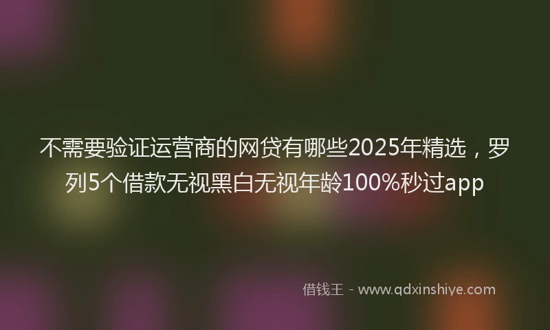 不需要验证运营商的网贷有哪些2025年精选，罗列5个借款无视黑白无视年龄100%秒过app