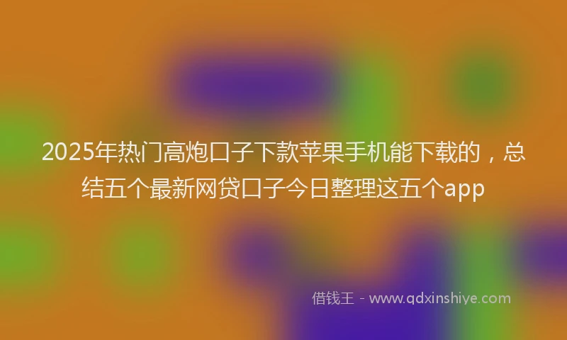 2025年热门高炮口子下款苹果手机能下载的，总结五个最新网贷口子今日整理这五个app