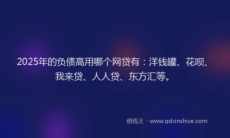 2025年的负债高用哪个网贷有：洋钱罐、花呗、我来贷、人人贷、东方汇等。