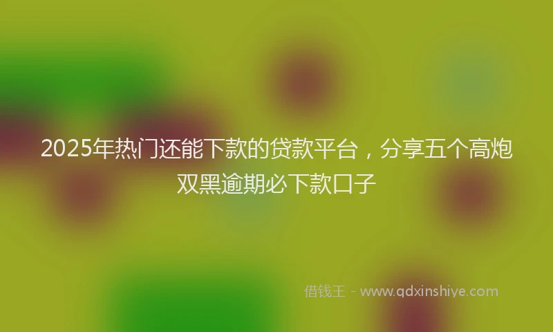 2025年热门还能下款的贷款平台，分享五个高炮双黑逾期必下款口子