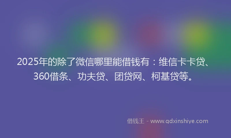 2025年的除了微信哪里能借钱有：维信卡卡贷、360借条、功夫贷、团贷网、柯基贷等。