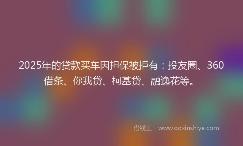 2025年的贷款买车因担保被拒有：投友圈、360借条、你我贷、柯基贷、融逸花等。