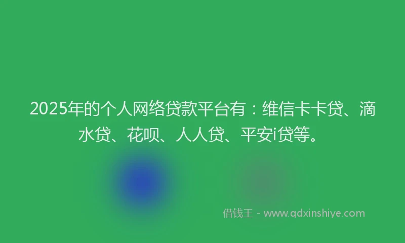 2025年的个人网络贷款平台有：维信卡卡贷、滴水贷、花呗、人人贷、平安i贷等。