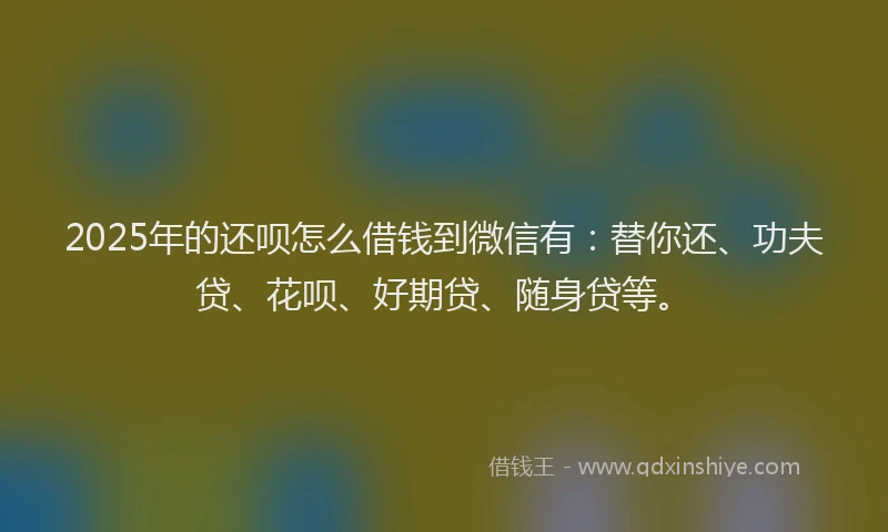 2025年的还呗怎么借钱到微信有：替你还、功夫贷、花呗、好期贷、随身贷等。