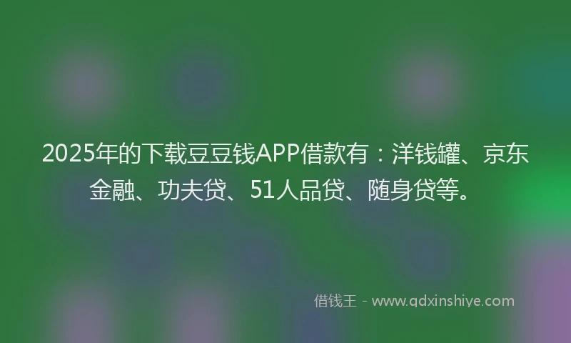 2025年的下载豆豆钱APP借款有：洋钱罐、京东金融、功夫贷、51人品贷、随身贷等。